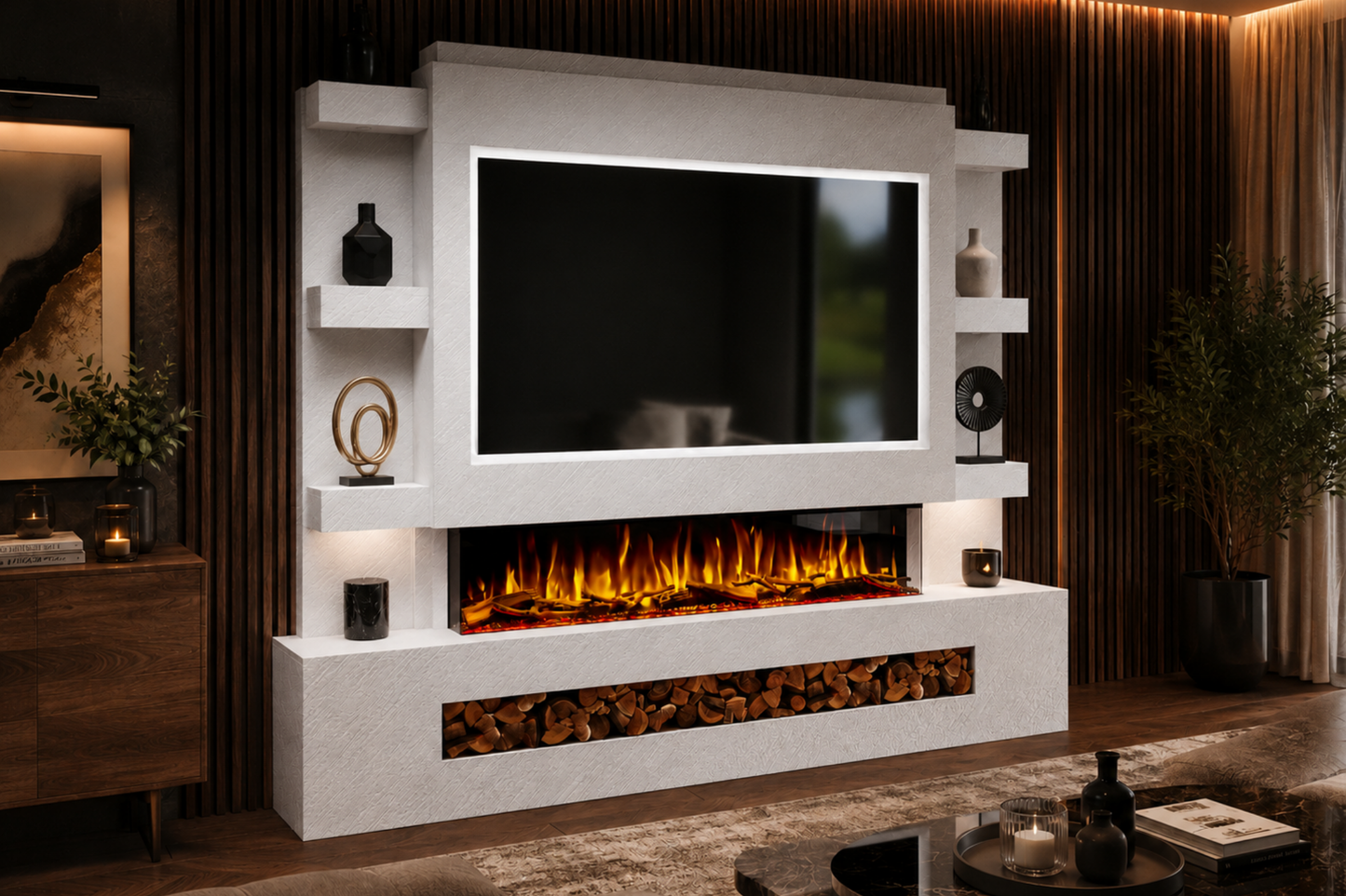 Evolution Fires - Pre-Built Media Wall Package 15 including Electric Fire