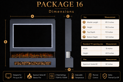 Evolution Fires - Pre-Built Media Wall Package 16 including Electric Fire