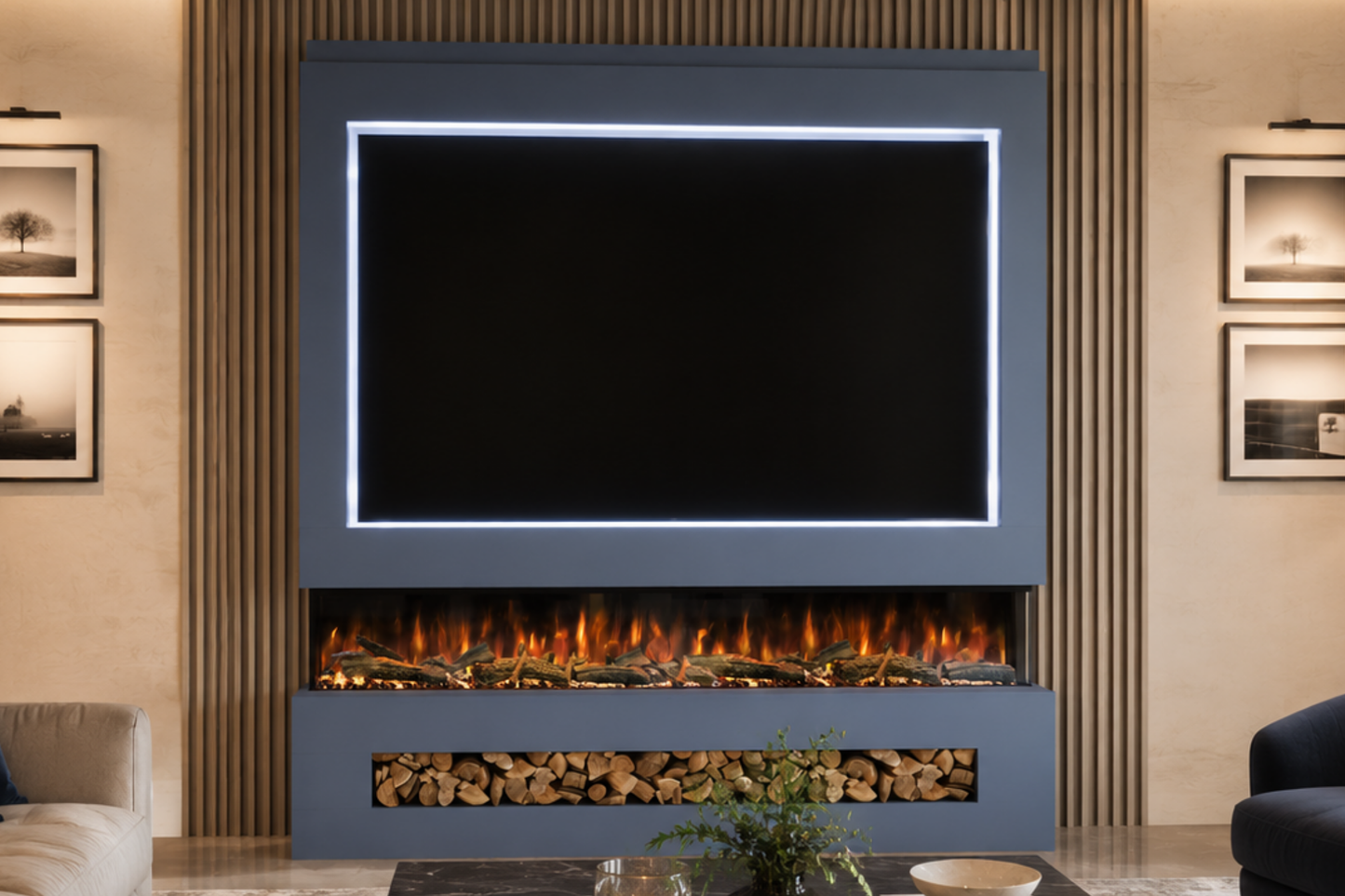 Evolution Fires - Pre-Built Media Wall Package 16 including Electric Fire