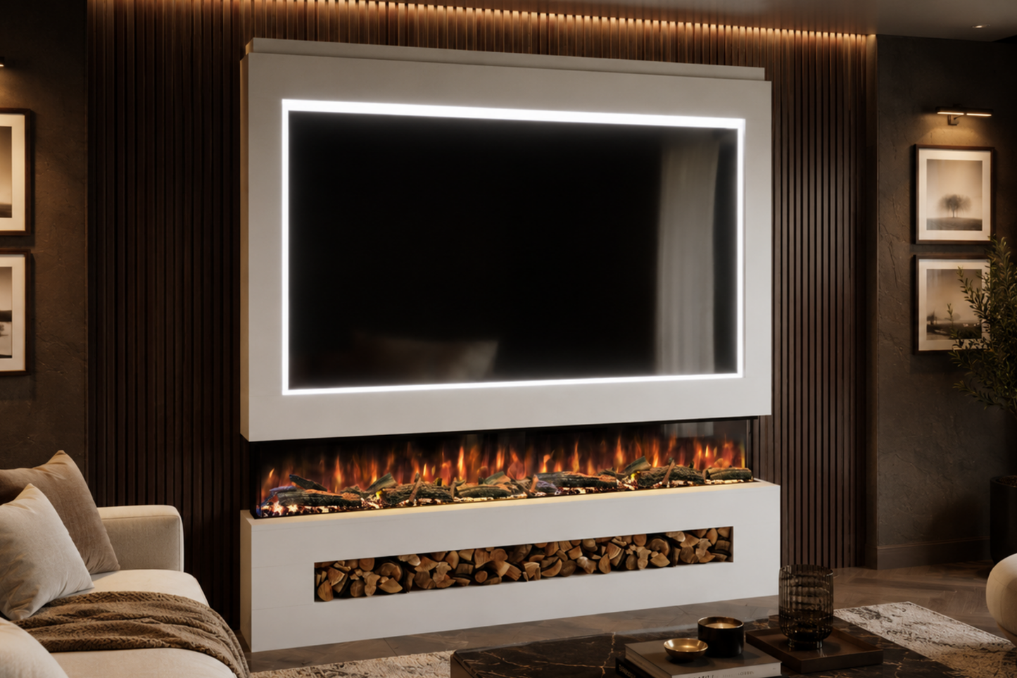 Evolution Fires - Pre-Built Media Wall Package 16 including Electric Fire