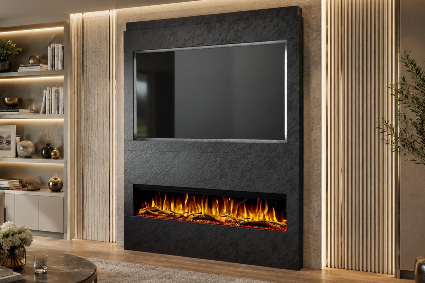 Evolution Fires - Pre-Built Media Wall Package 17 including Electric Fire