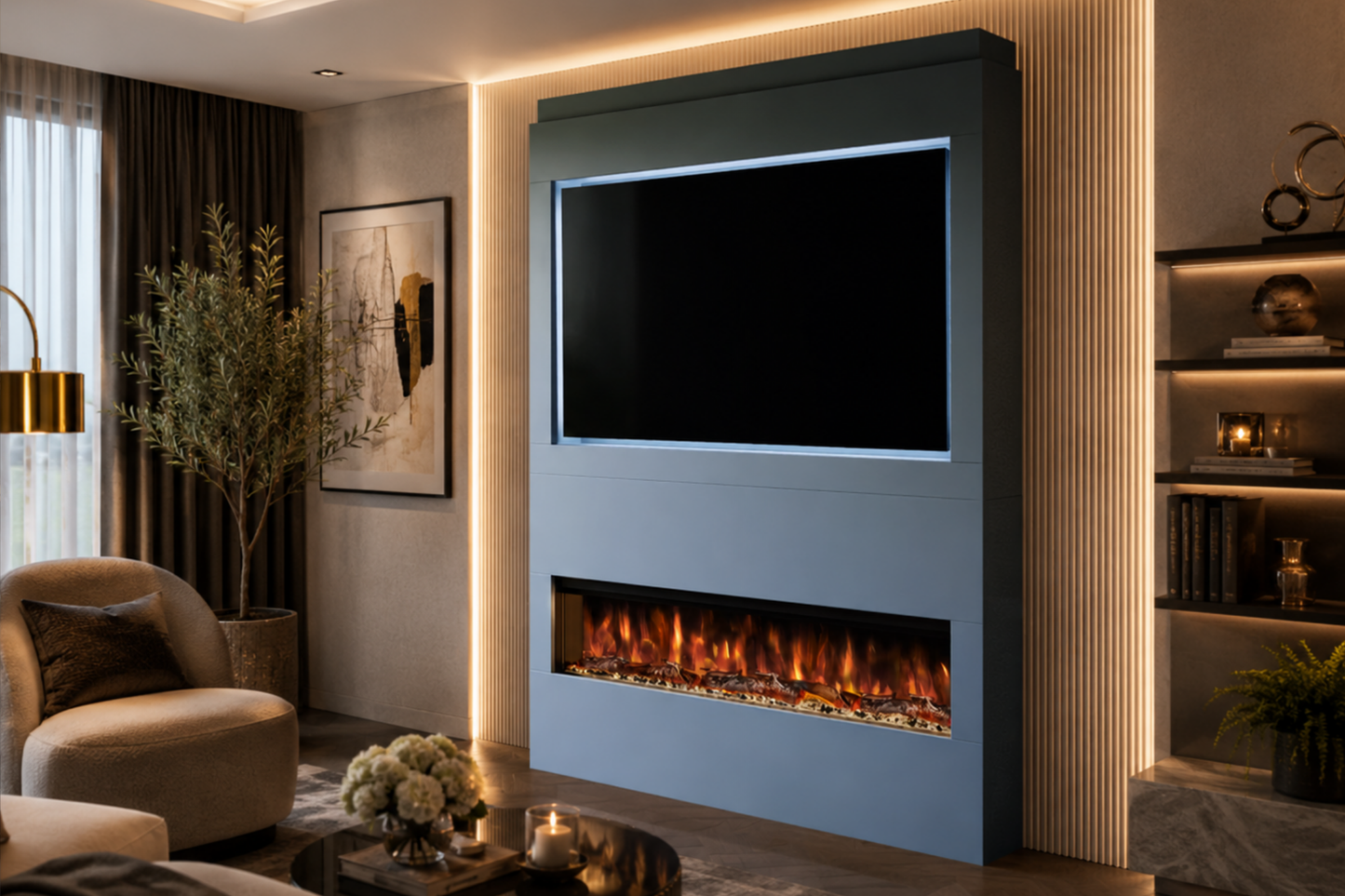 Evolution Fires - Pre-Built Media Wall Package 17 including Electric Fire