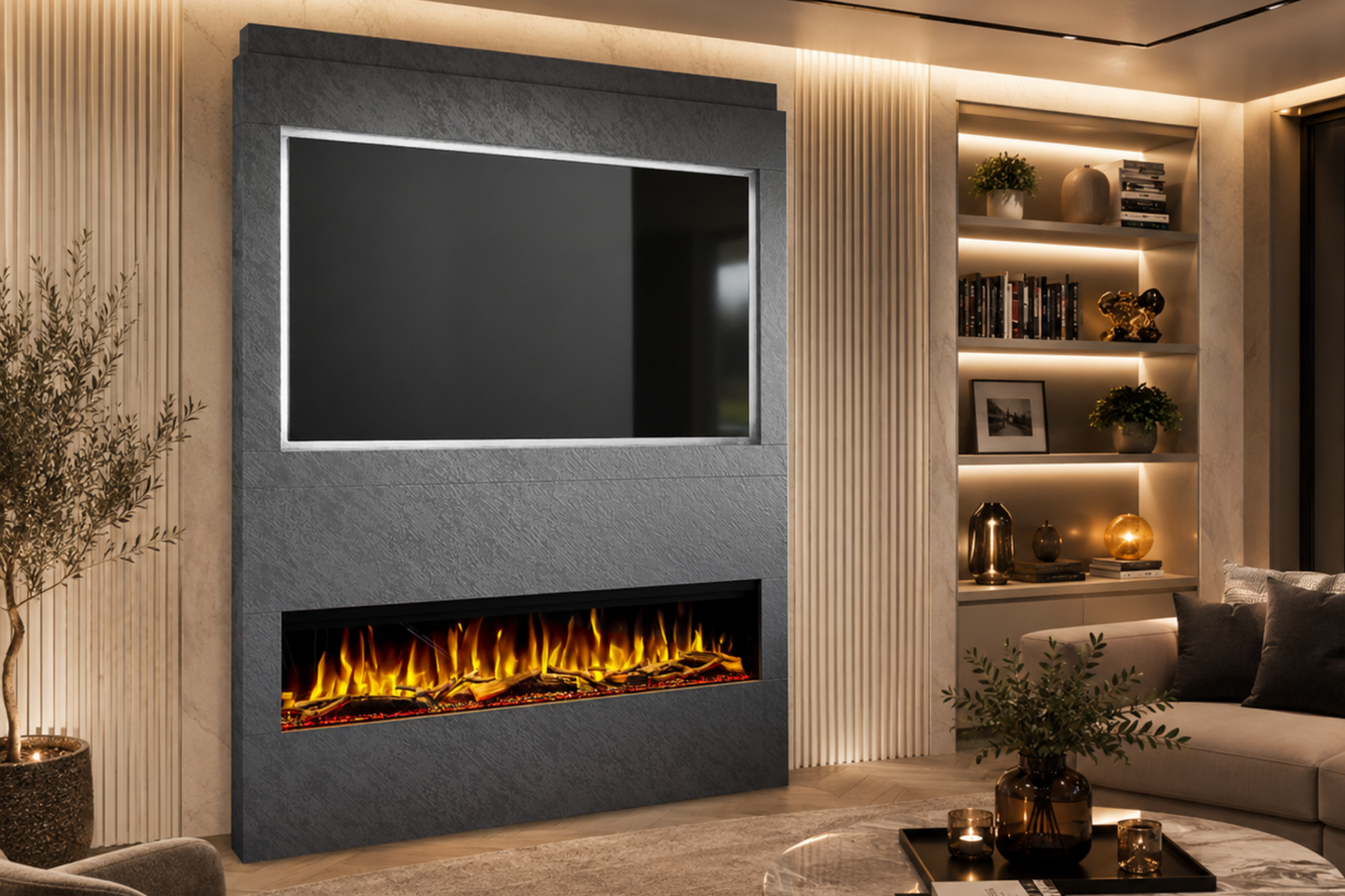 Evolution Fires - Pre-Built Media Wall Package 17 including Electric Fire