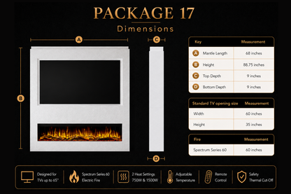 Evolution Fires - Pre-Built Media Wall Package 17 including Electric Fire