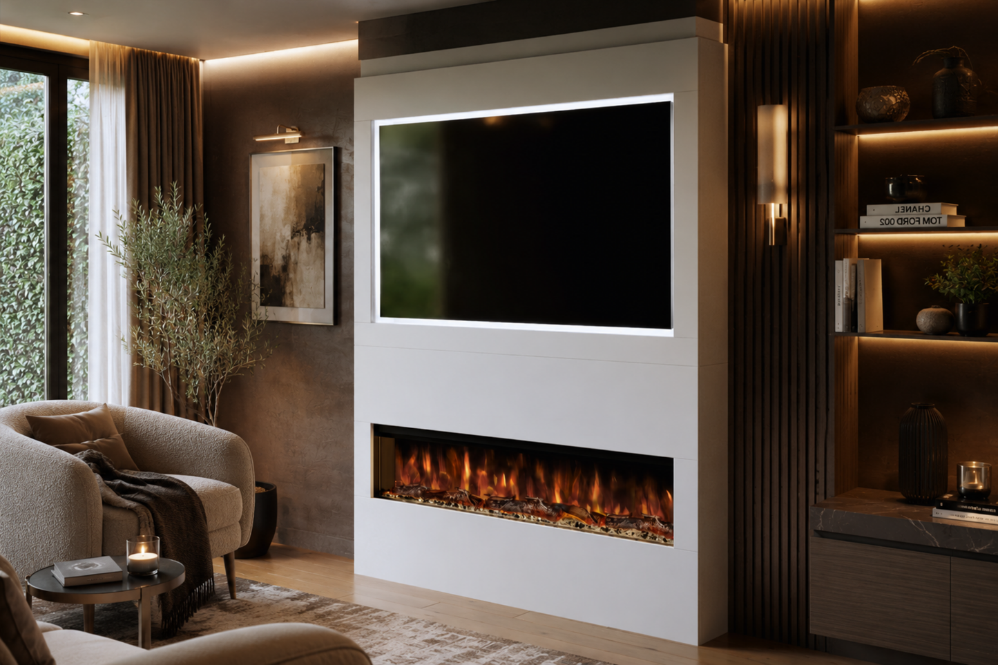 Evolution Fires - Pre-Built Media Wall Package 17 including Electric Fire