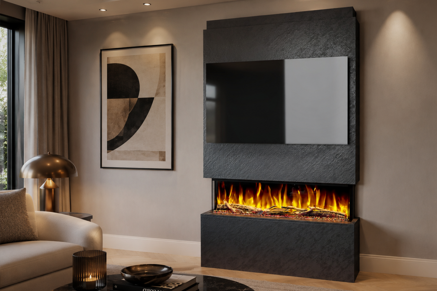 Evolution Fires - Pre-Built Media Wall Package 18 including Electric Fire