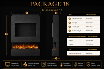 Evolution Fires - Pre-Built Media Wall Package 18 including Electric Fire