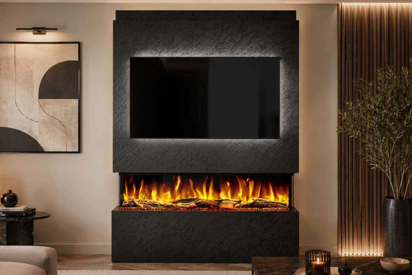 Evolution Fires - Pre-Built Media Wall Package 19 including Electric Fire
