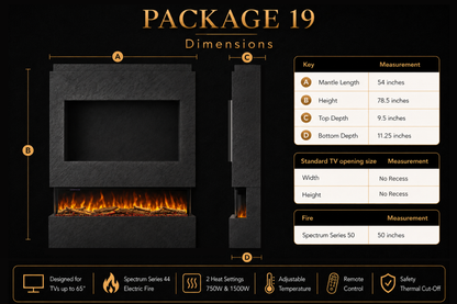 Evolution Fires - Pre-Built Media Wall Package 19 including Electric Fire