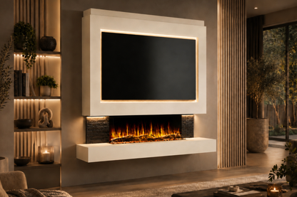 Evolution Fires Package 1 – Pre-Built Media Wall with Electric Fireplace