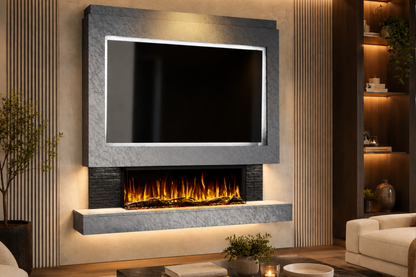 Evolution Fires Package 1 – Pre-Built Media Wall with Electric Fireplace