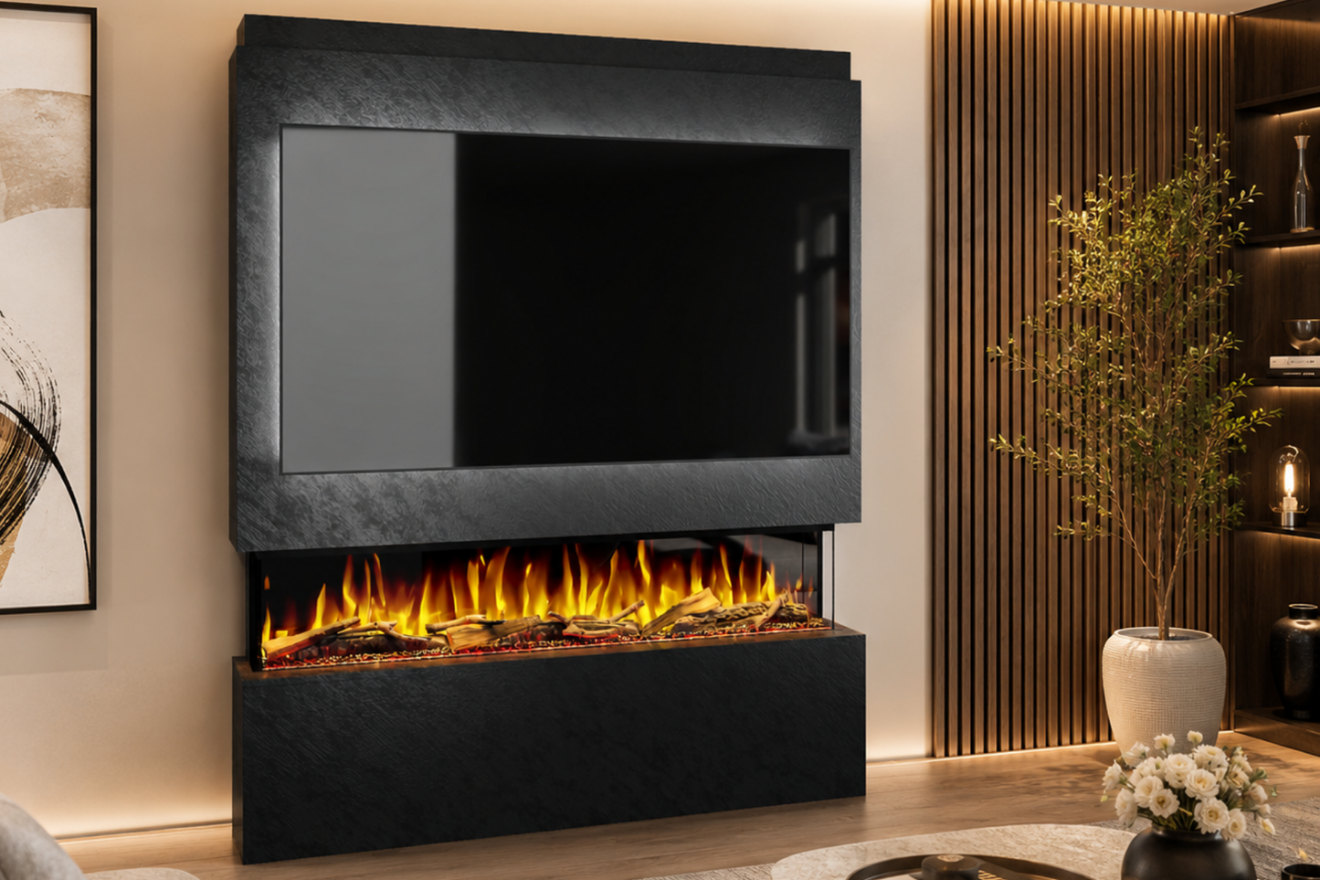 Evolution Fires - Pre-Built Media Wall Package 20 including Electric Fire