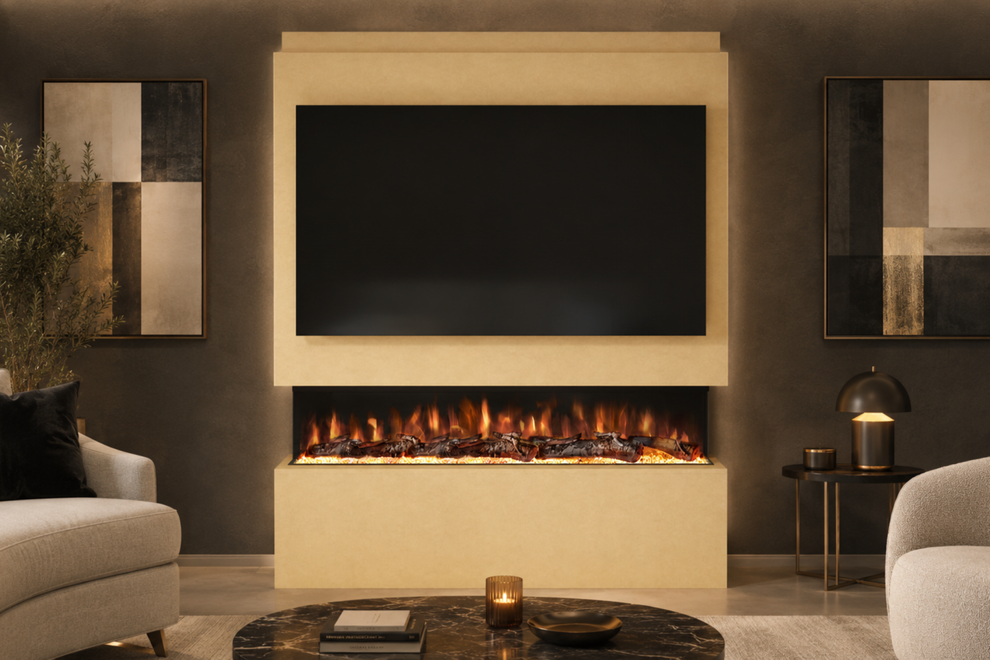 Evolution Fires - Pre-Built Media Wall Package 20 including Electric Fire