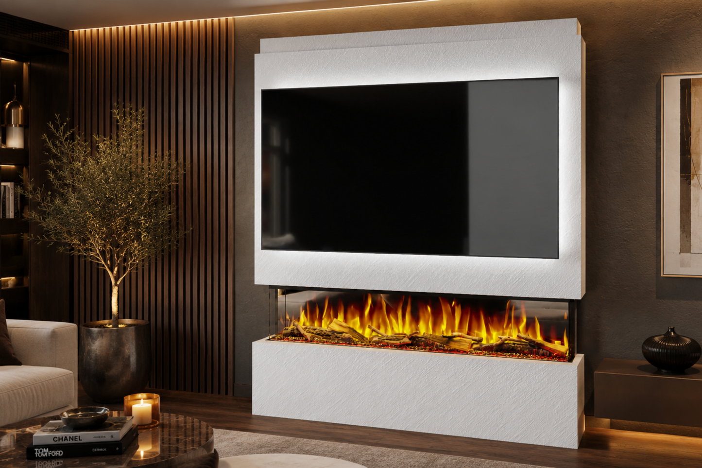 Evolution Fires - Pre-Built Media Wall Package 20 including Electric Fire