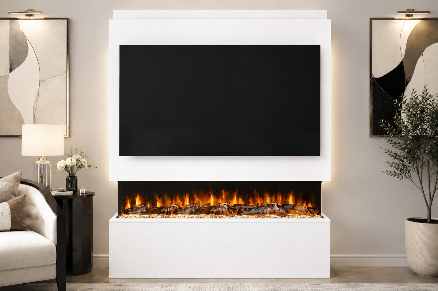 Evolution Fires - Pre-Built Media Wall Package 20 including Electric Fire