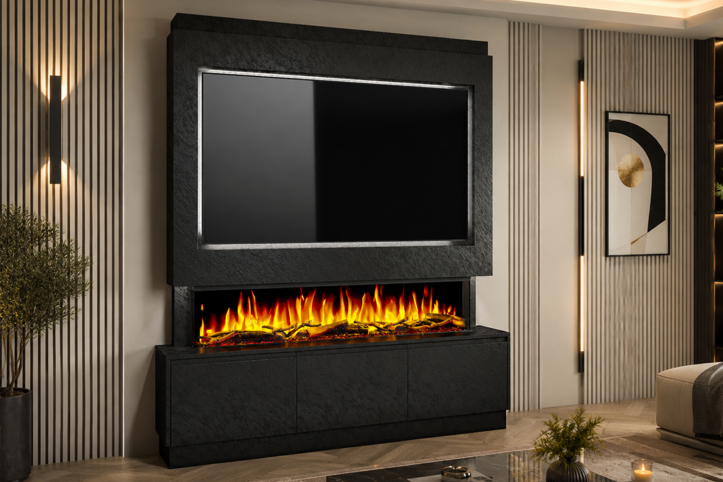 Evolution Fires - Pre-Built Media Wall Package 21 including Electric Fire