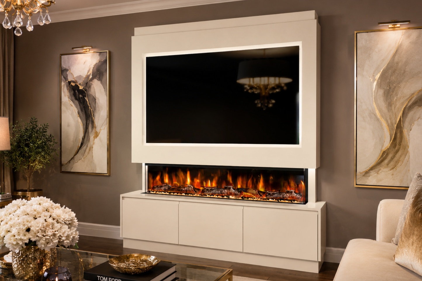 Evolution Fires - Pre-Built Media Wall Package 21 including Electric Fire