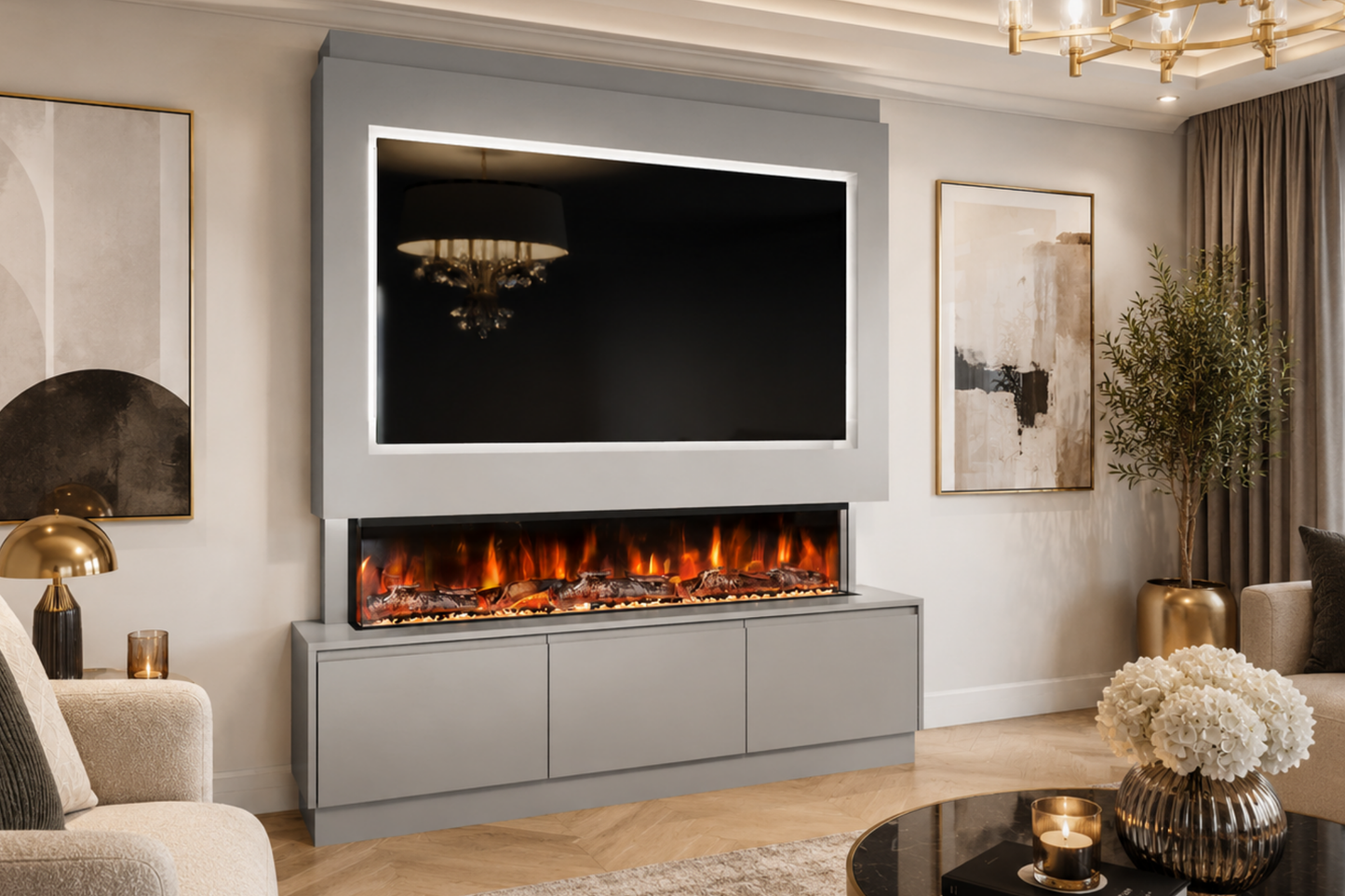 Evolution Fires - Pre-Built Media Wall Package 21 including Electric Fire