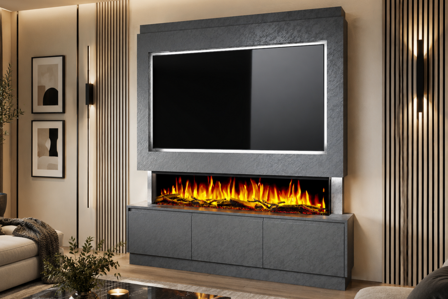 Evolution Fires - Pre-Built Media Wall Package 21 including Electric Fire