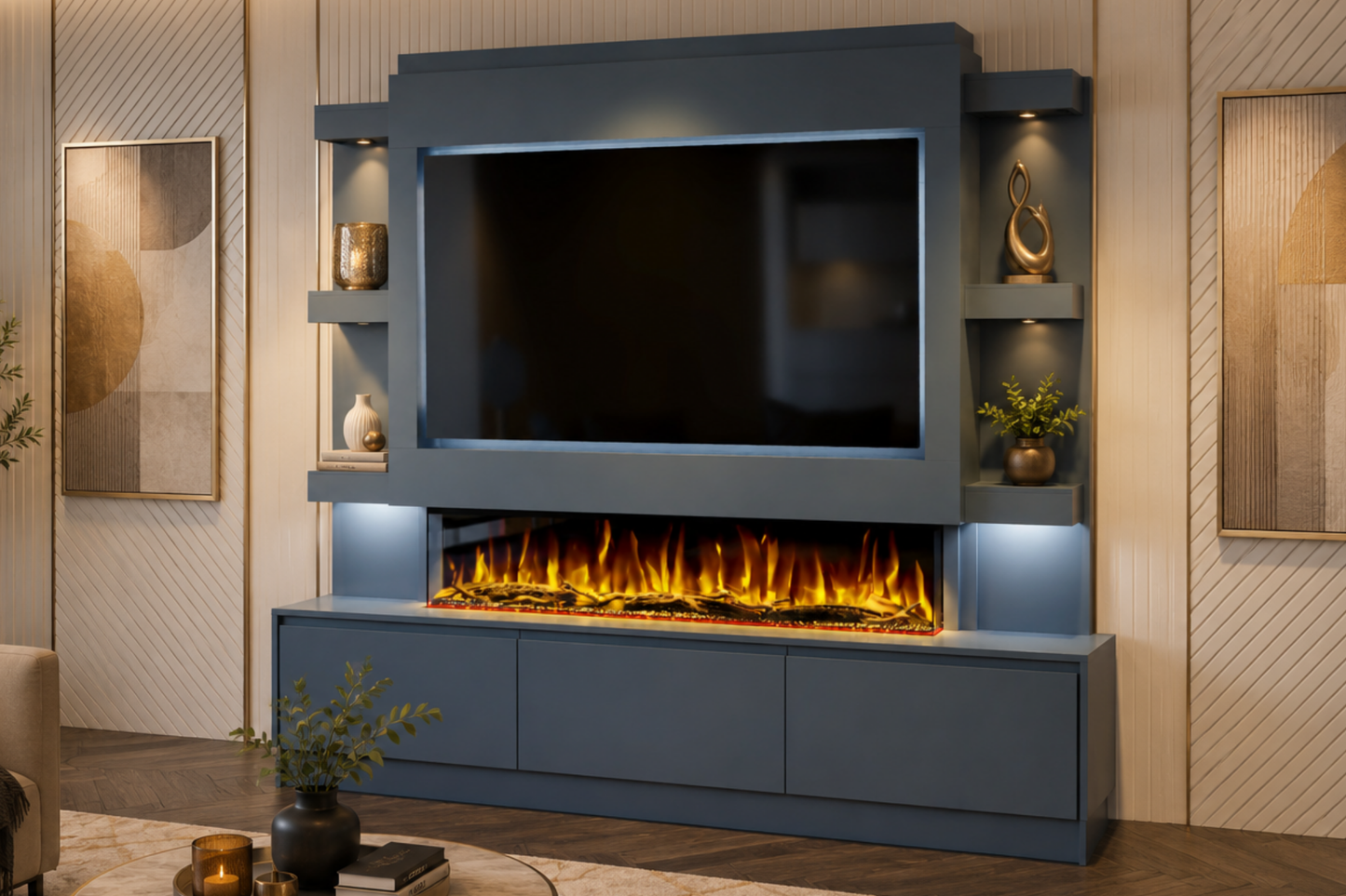 Evolution Fires - Pre-Built Media Wall Package 22 including Electric Fire