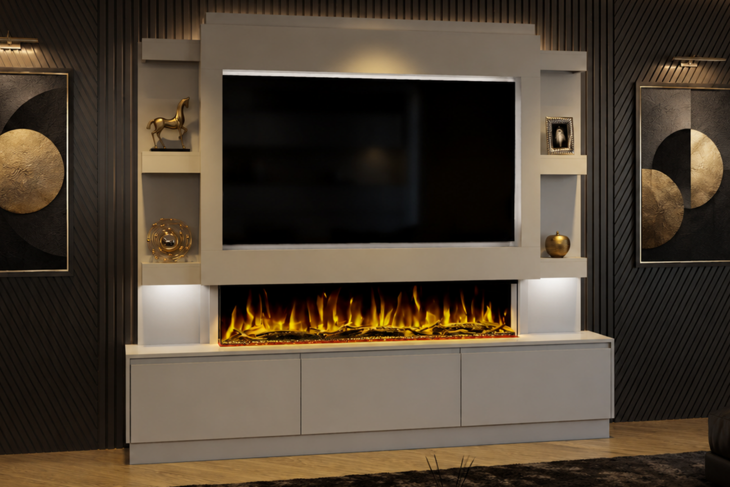 Evolution Fires - Pre-Built Media Wall Package 22 including Electric Fire