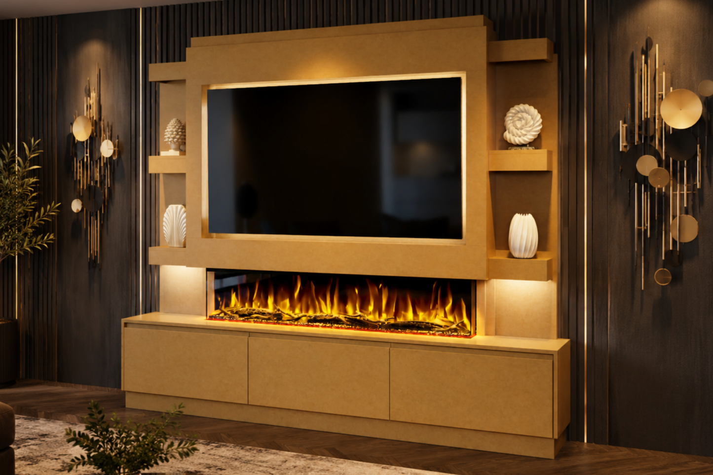 Evolution Fires - Pre-Built Media Wall Package 22 including Electric Fire