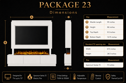 Evolution Fires - Pre-Built Media Wall Package 23 including Electric Fire