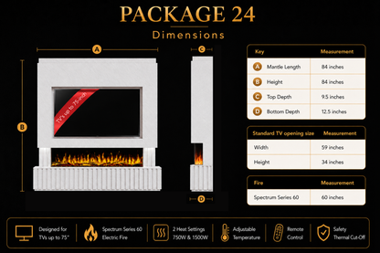 Evolution Fires - Pre-Built Media Wall Package 24 including Electric Fire