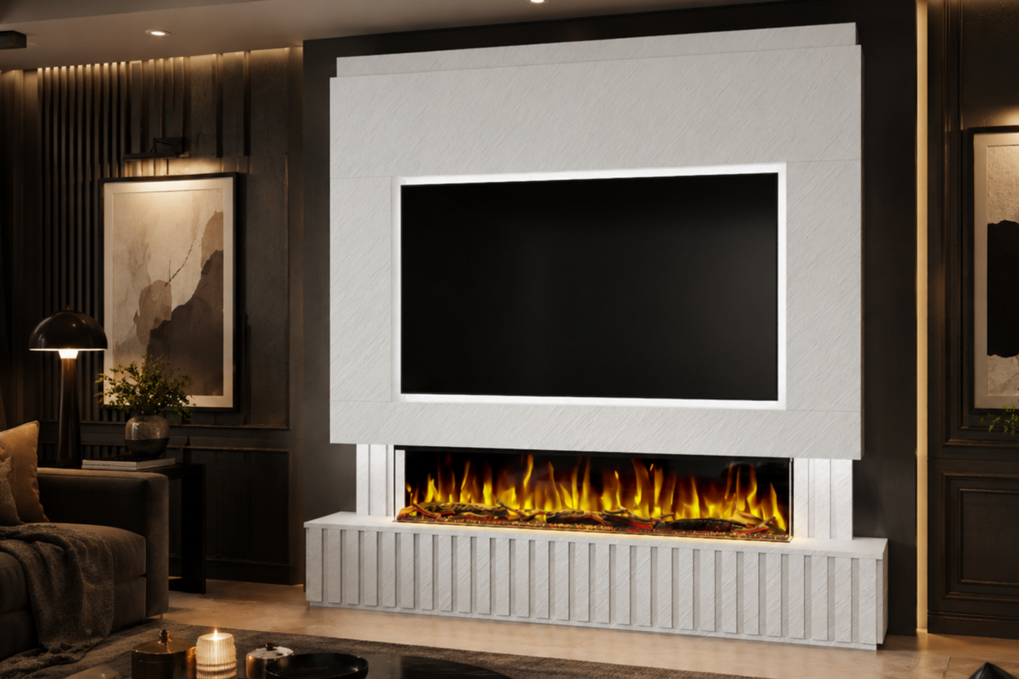 Evolution Fires - Pre-Built Media Wall Package 24 including Electric Fire