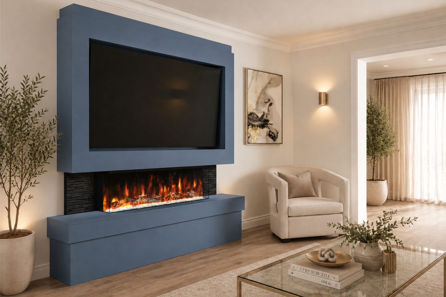 Evolution Fires Package 2 – Pre-Built Media Wall with Electric Fireplace