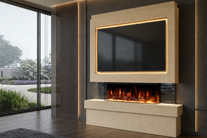 Evolution Fires Package 2 – Pre-Built Media Wall with Electric Fireplace
