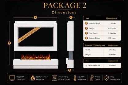Evolution Fires Package 2 – Pre-Built Media Wall with Electric Fireplace
