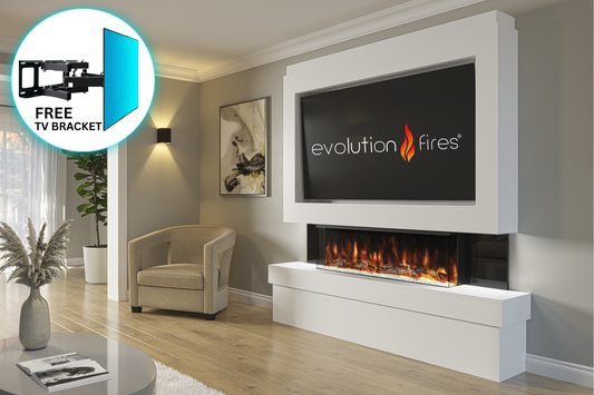 Evolution Fires Package 2 – Pre-Built Media Wall with Electric Fireplace