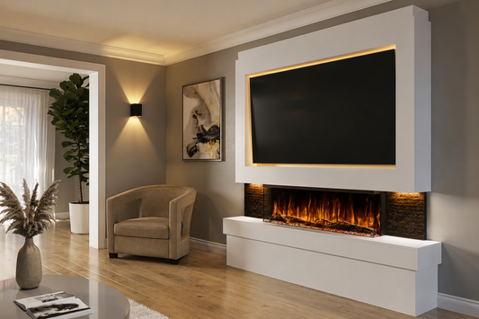 Evolution Fires Package 2 – Pre-Built Media Wall with Electric Fireplace