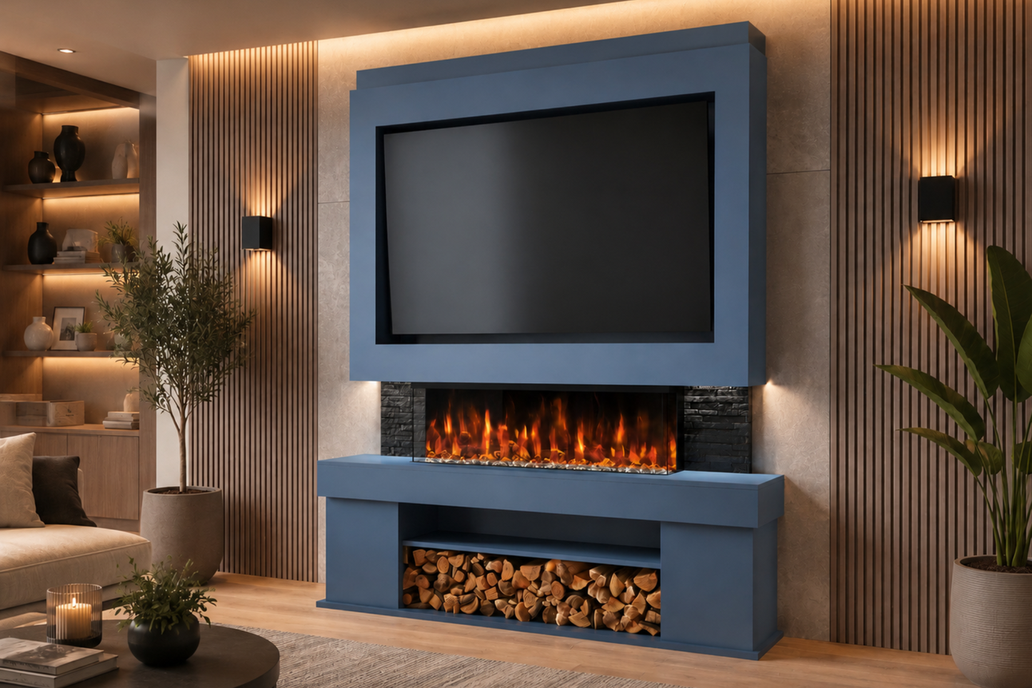 Evolution Fires Package 3 – Pre-Built Media Wall with Electric Fireplace