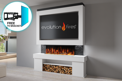 Evolution Fires Package 3 – Pre-Built Media Wall with Electric Fireplace