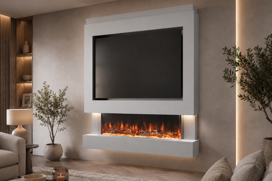 Evolution Fires Package 4 – Pre-Built Media Wall with Electric Fireplace
