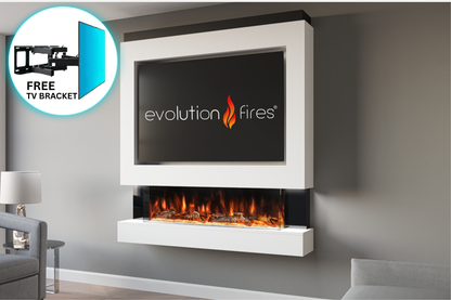 Evolution Fires Package 4 – Pre-Built Media Wall with Electric Fireplace