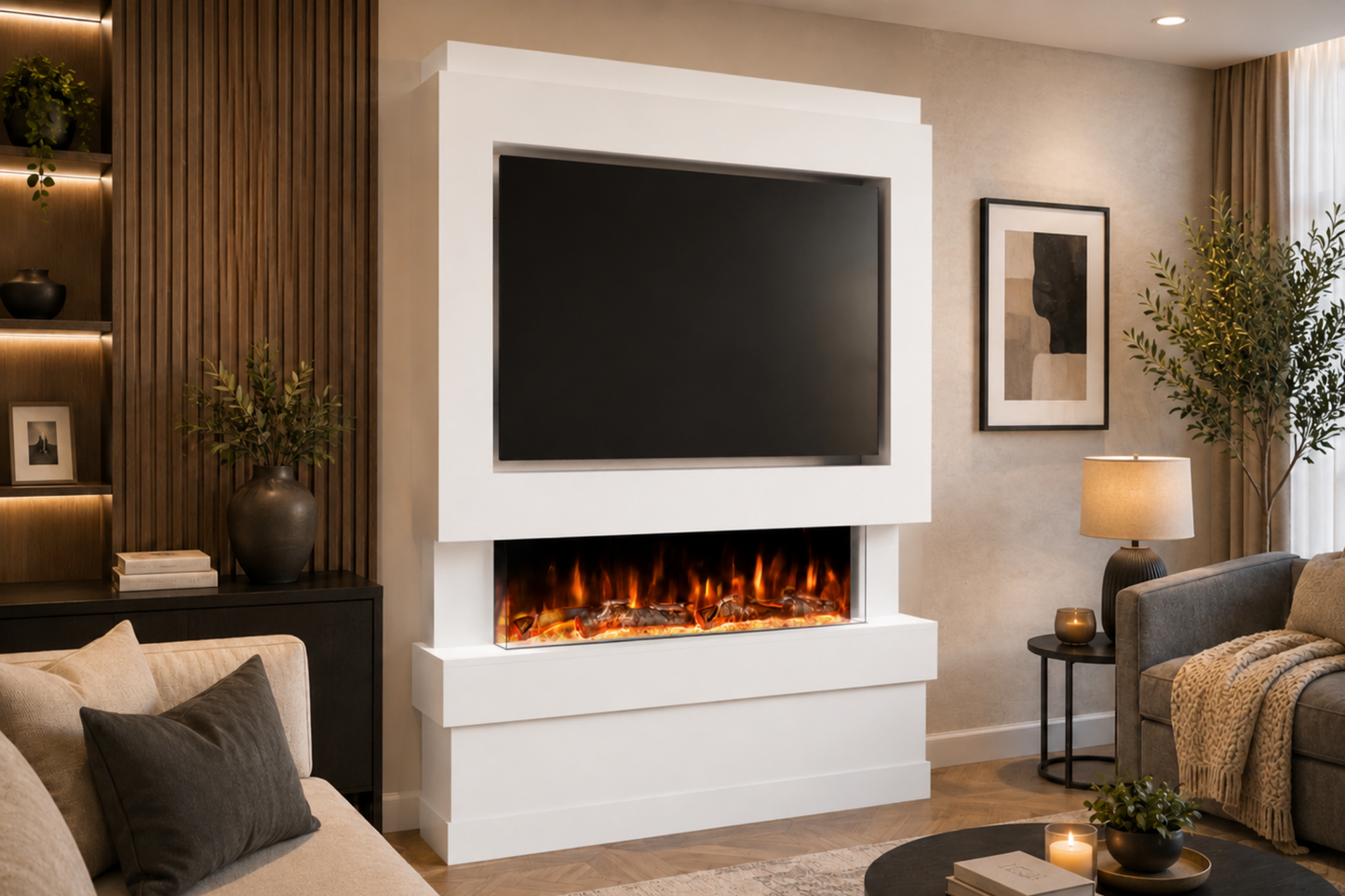 Evolution Fires Package 5 – Pre-Built Media Wall with Electric Fireplace