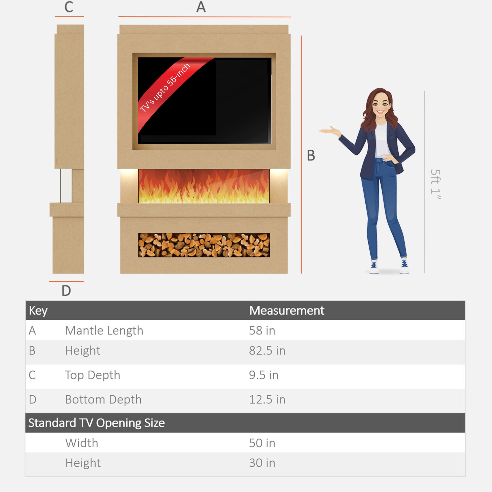 Evolution Fires Pre-built media wall with electric fireplace