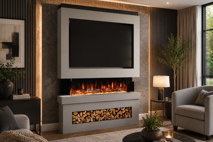 Evolution Fires Package 6 – Pre-Built Media Wall with Electric Fireplace