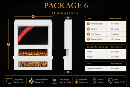 Evolution Fires Package 6 – Pre-Built Media Wall with Electric Fireplace