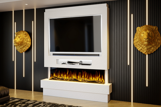 Evolution Fires - Pre-Built Media Wall Package 8 including Electric Fire