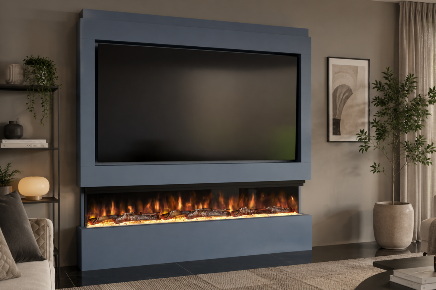 Evolution Fires Package 9 – Pre-Built Media Wall with Electric Fireplace