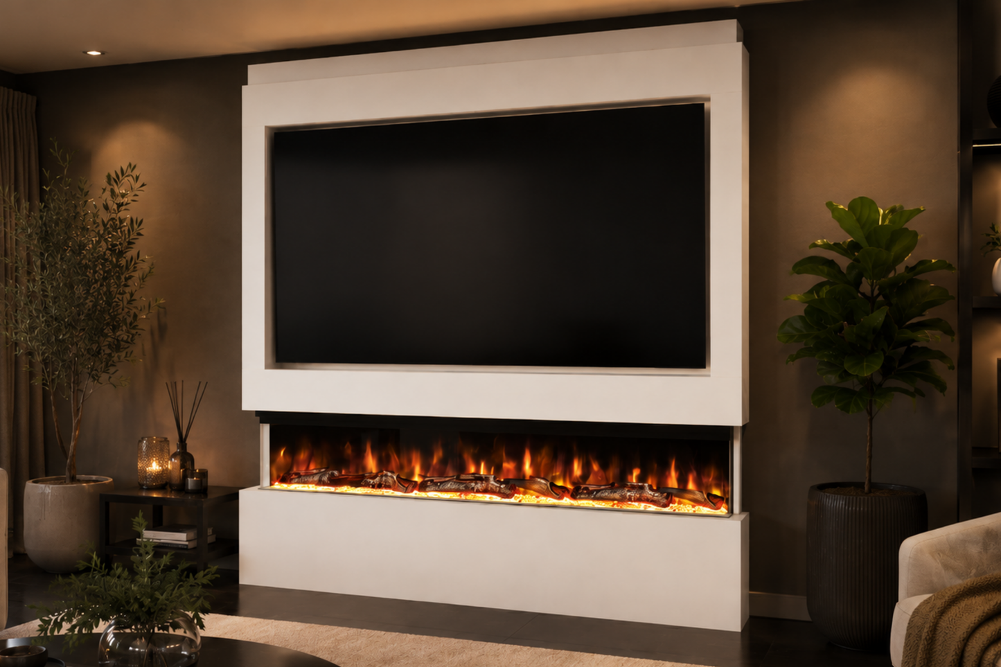 Evolution Fires Package 9 – Pre-Built Media Wall with Electric Fireplace