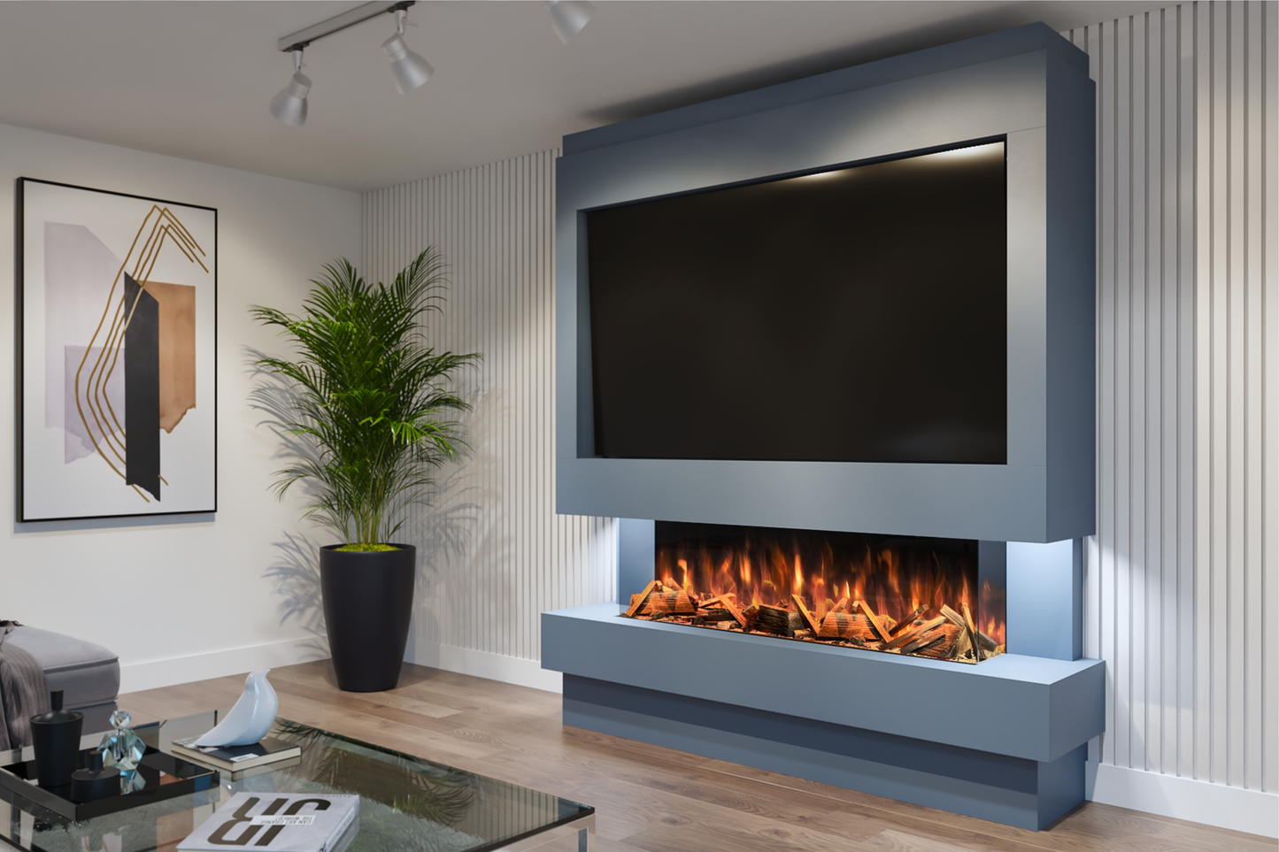 Evolution Fires Package 10 – Pre-Built Media Wall with Electric Fireplace