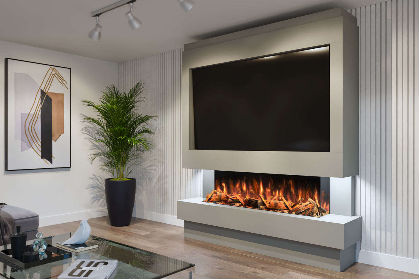 Evolution Fires Package 10 – Pre-Built Media Wall with Electric Fireplace