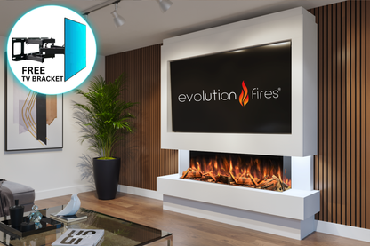 Evolution Fires Package 10 – Pre-Built Media Wall with Electric Fireplace
