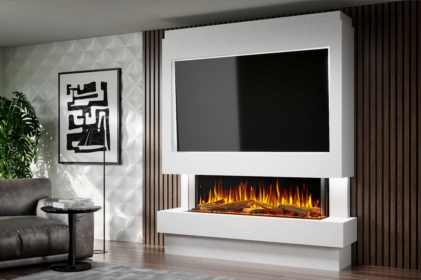 Evolution Fires Package 10 – Pre-Built Media Wall with Electric Fireplace