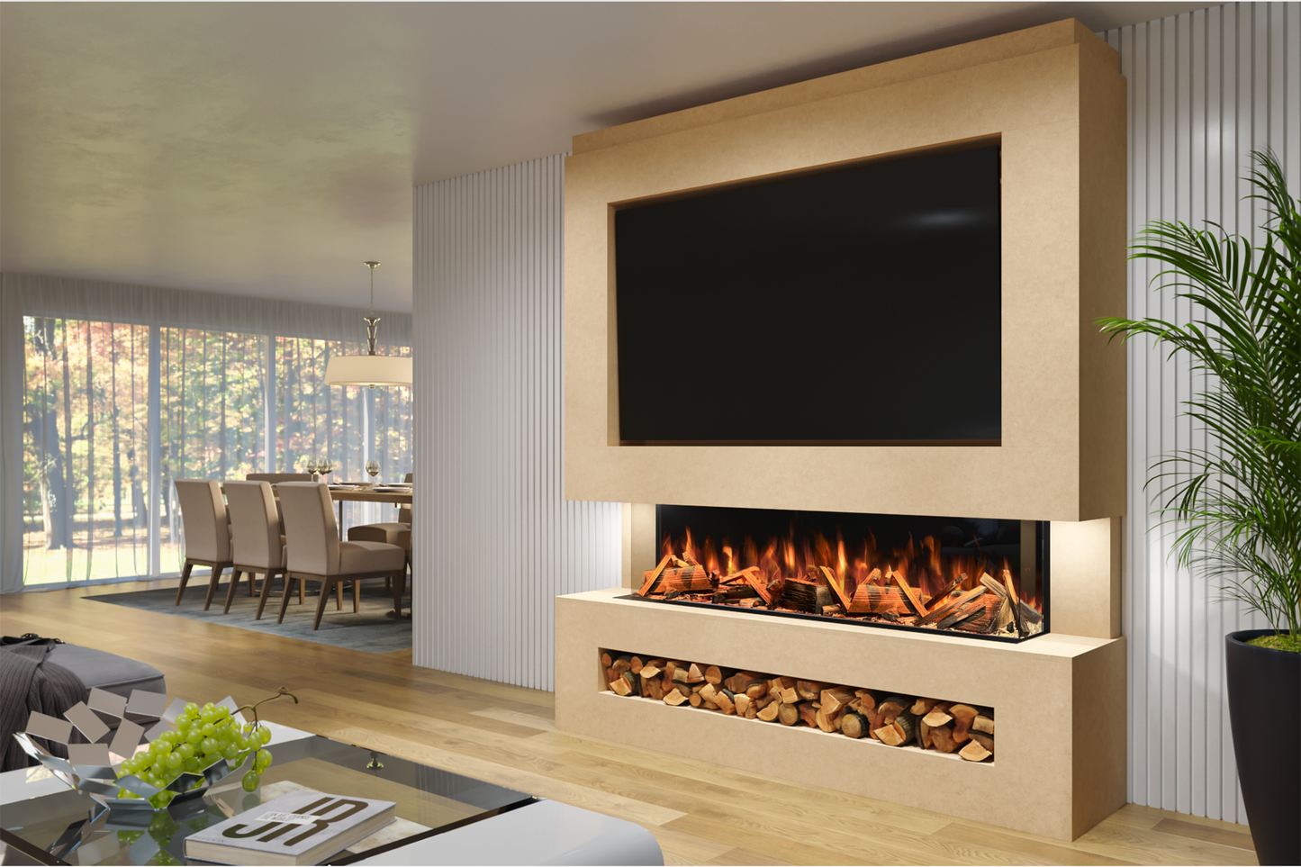 Evolution Fires Package 11 – Pre-Built Media Wall with Electric Fireplace